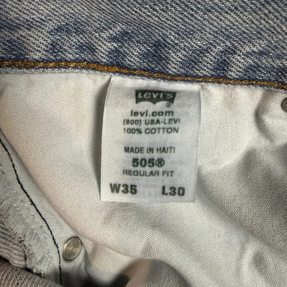 Levi's 505 Jeans Men 34x29 Blue Denim Stonewash Regular Fit Straight Leg Zip Fly